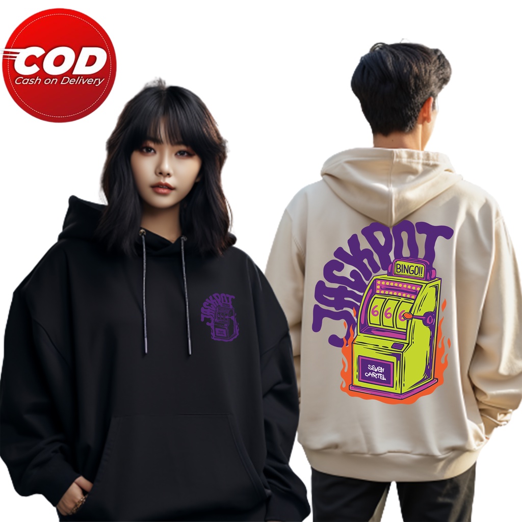 ( Promo COD ) Hoodie Motif Jackpot SC / Hoodie Keren kekinian / Hoodie Jackpot / COD / Unisex Pria W