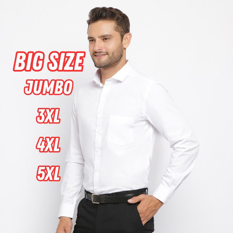KEMEJA PUTIH PRIA LENGAN PANJANG JUMBO 5XL 4XL 3XL XXL/KEMEJA PUTIH POLOS PRIA/KEMEJA PUTIH PRIA