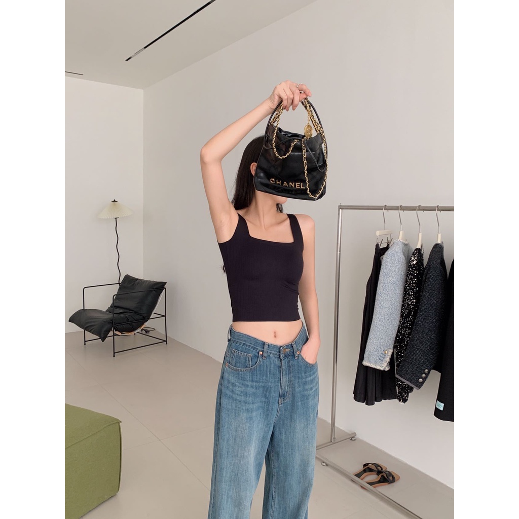 Tank Top Crop Rib Tanktop Baju Tanktop  Crop Top Style  Korea