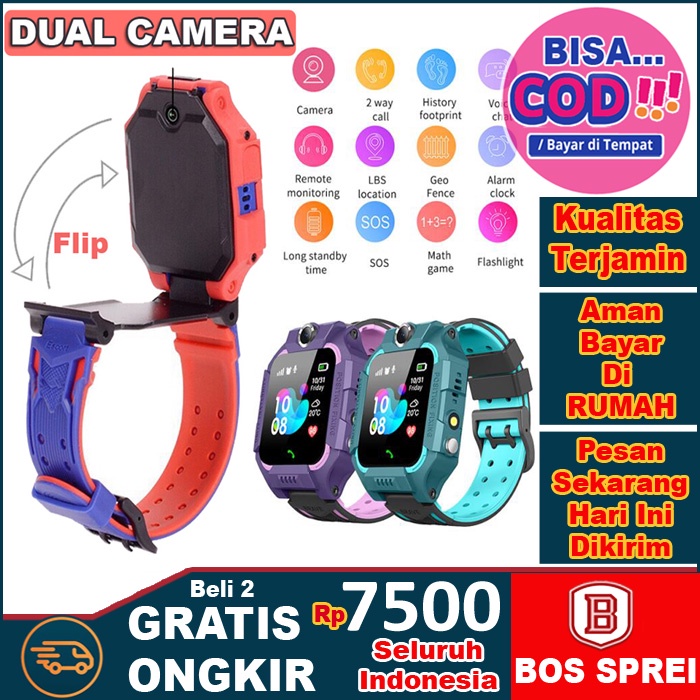ASLI BISA COD, GRATIS ONGKIR  SMARTWATCH DUAL CAMERA TERBARU WATERPROOF HIJAU UNGU MERAH, PROMO JAM 