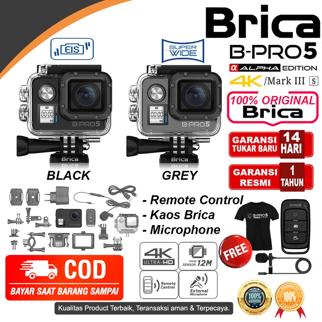 【COD】 Brica B-Pro 5 Alpha Edition Action Cam AE3S -  AE Basic - AE Lite - AE1 4K - AE2 - AE2S - Kame