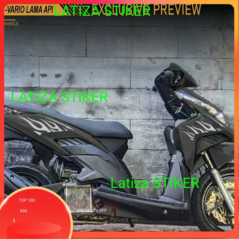 STIKER VRV13 CUTTING STICKER STRIPING VARIASI VARIO TECHNO 110 KARBU STRIPING VARTECH API HOT WHEELS