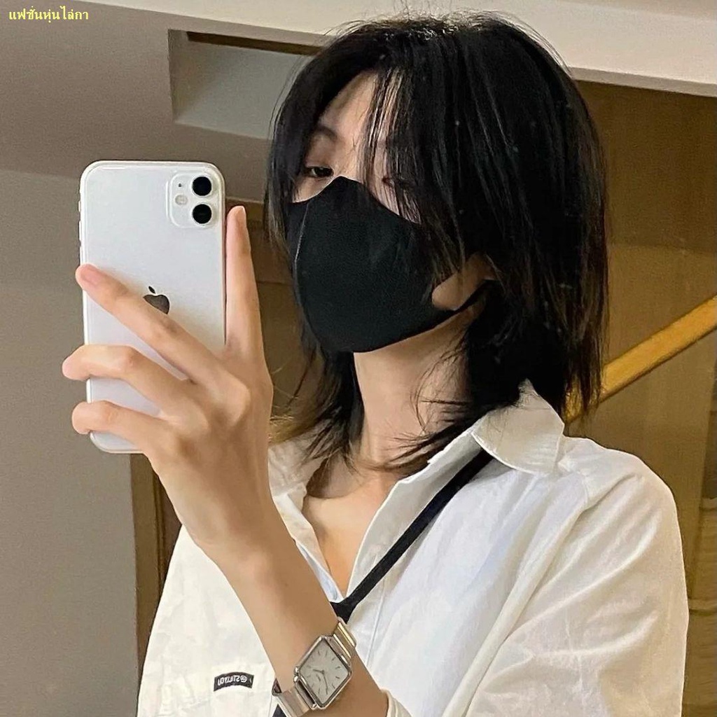 Wig kepala barel untuk semua pria dan wanita dengan rambut pendek, ekor serigala, topi penuh.