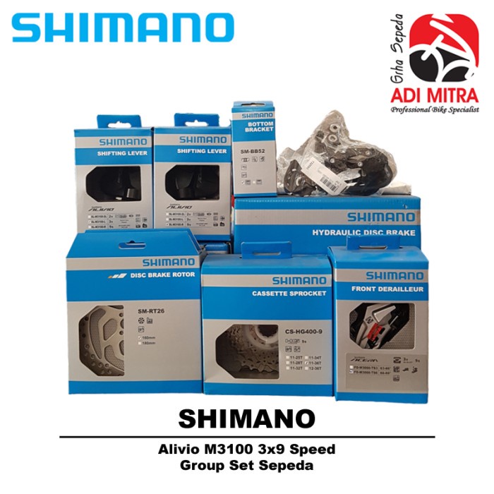 Shimano Alivio M3100 3x9 Speed Groupset Sepeda