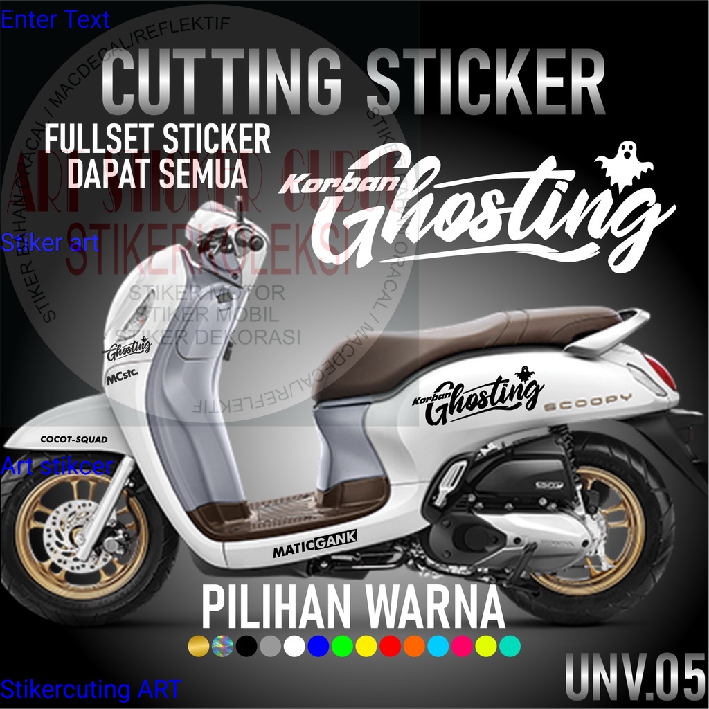 Promo COD Cutting Sticker Korban Ghosting Satu Set - Aksesoris Stiker Striping Motor Honda Scoopy 20