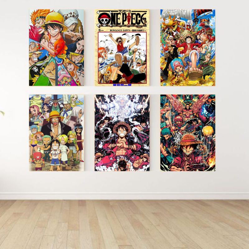 -Home Decor Anime One Piece Minimalis Bingkai Foto & Pajangan Dinding Hiasan Dinding Rumah Kamar Wal