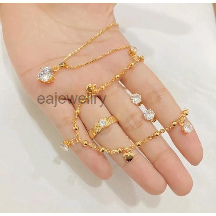 Satu set perhiasan emas asli 24 karat gold dewasa