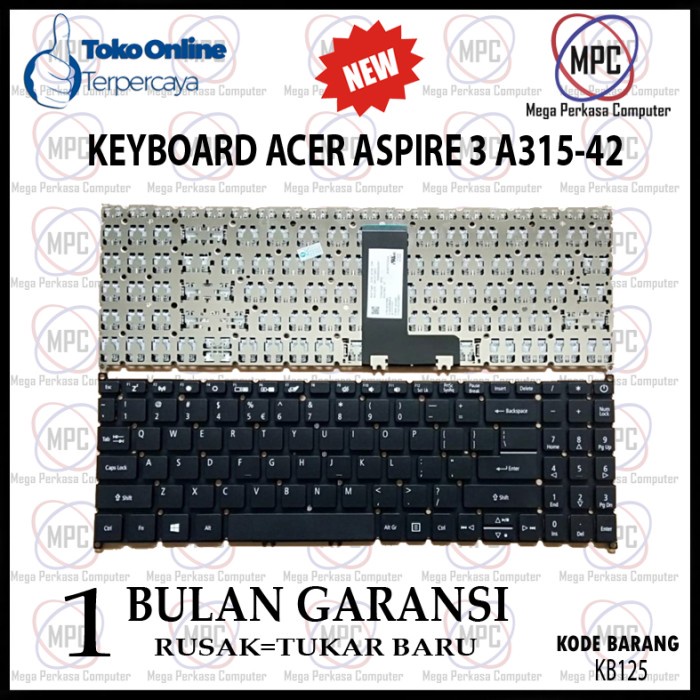 KEYBOARD LAPTOP ACER ASPIRE 3 A315-42 SF315 A615 BLACK