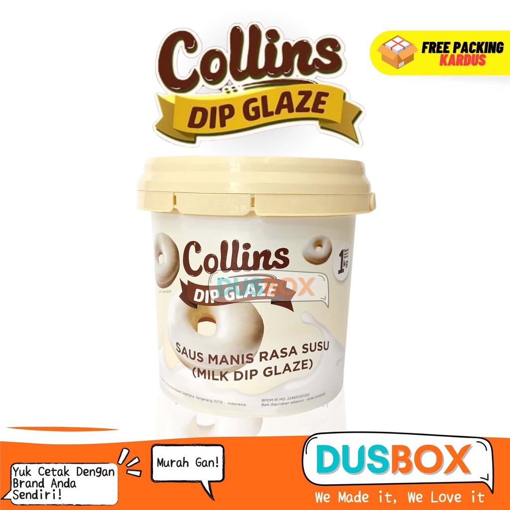 

Collins Dip Glaze Susu 1kg / Toping Roti bakar / Dip Glaze / Dip Glaze Collins / Toping Donat / Toping Es kulkul / Toping Kue