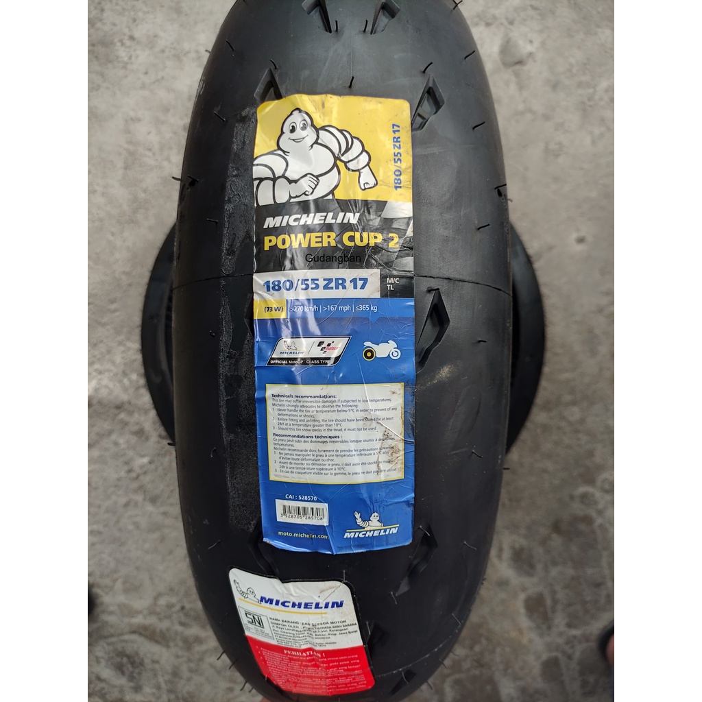 POWER CUP EVO 2 180 55 ZR 17 MICHELIN BAN LUAR MOGE SPANYOL RADIAL ROAD LEGAL ORI BARU FREE PENTIL