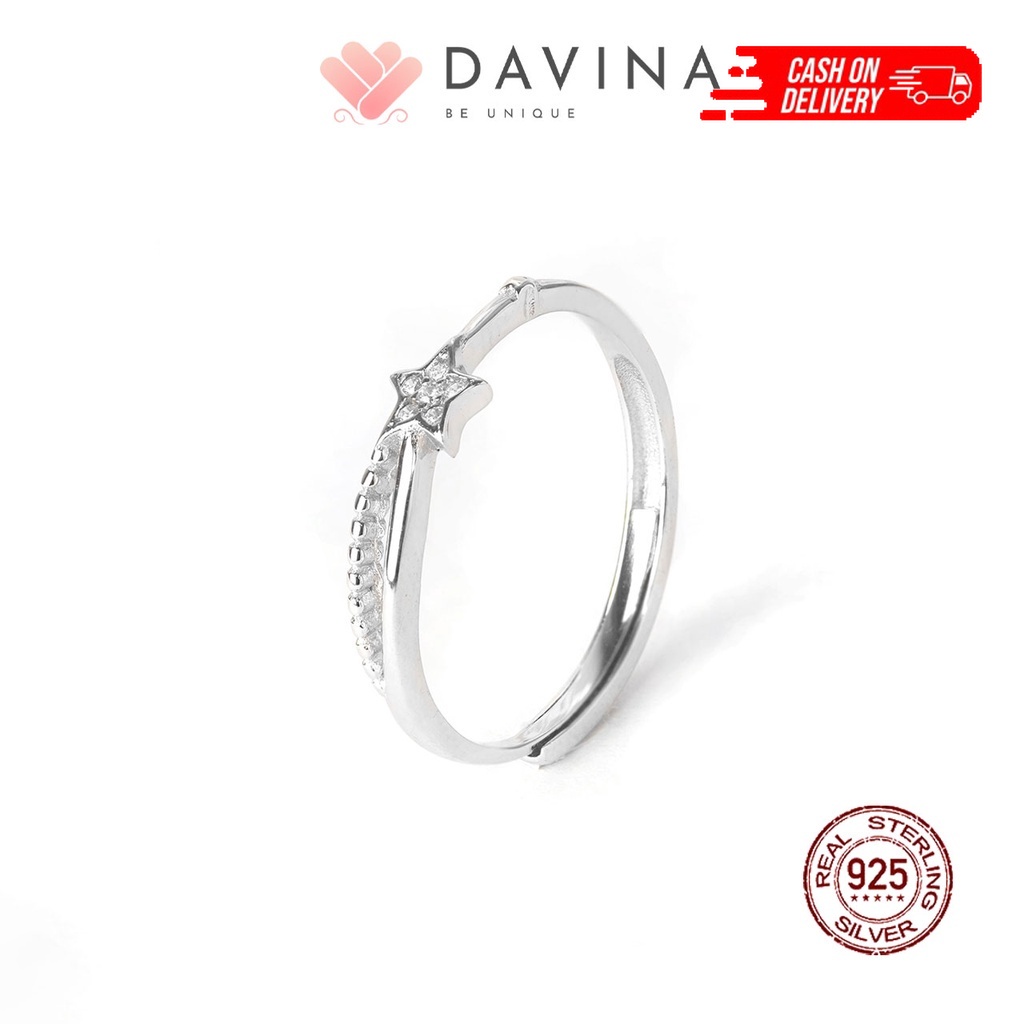 Davina Cincin Perak Adhara Ring White Gold 925 Sterling Silver Aksesoris Fashion Wanita Korea Couple