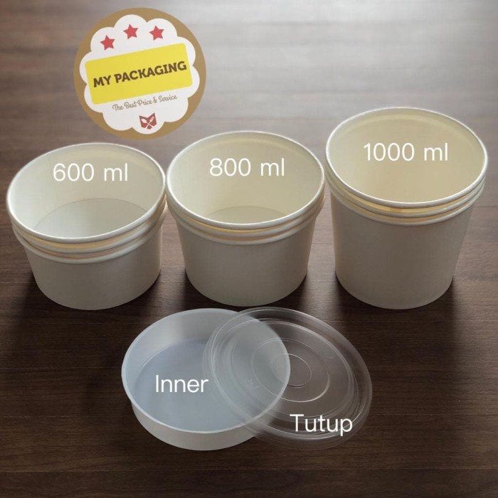 Paper Bowl/Paper Cup/Sup Bowl/Mangkuk Makan 600ml + Tutup Bening
