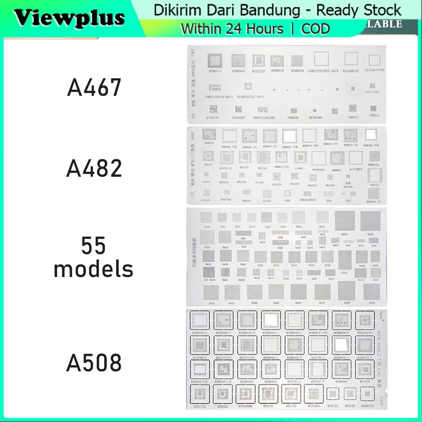 4Pcs Plat BGA Universal Cetakan IC CPU HP Plat Ponsel Type Universal - IC Plat Cetakan HP Amaoe BGA 