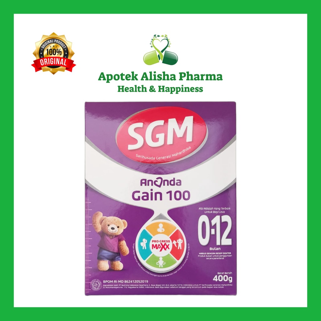 SGM Ananda Gain 100 (0-12bulan) 400gr - SGM Gain 100 Susu Formula Untuk Tumbuh Kembang Bayi / Gagal 