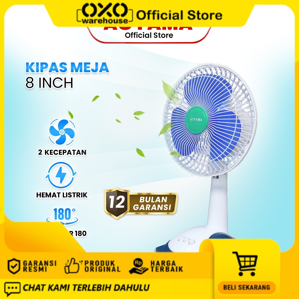 KIPAS ANGIN DUDUK/MEJA AOYAMA DESK FAN 8” INCH ? DESKFAN 8 INCH / KIPAS ANGIN / KIPAS DUDUK AOYAMA