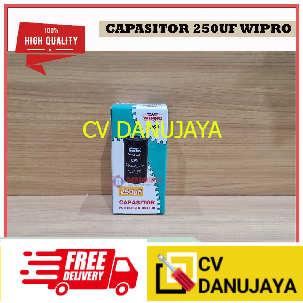 Kapasitor / Capasitor Bulat Electro Motor Listrik Dinamo Wipro 250 uf