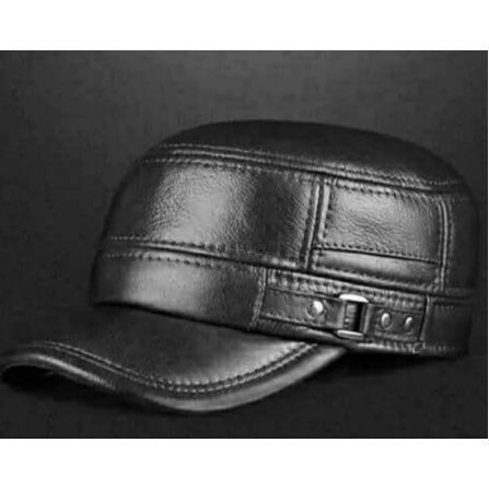 TOPI KULIT KOMANDO TERBARU PRIA/TOPI KULIT ORIGINAL UNISEX"