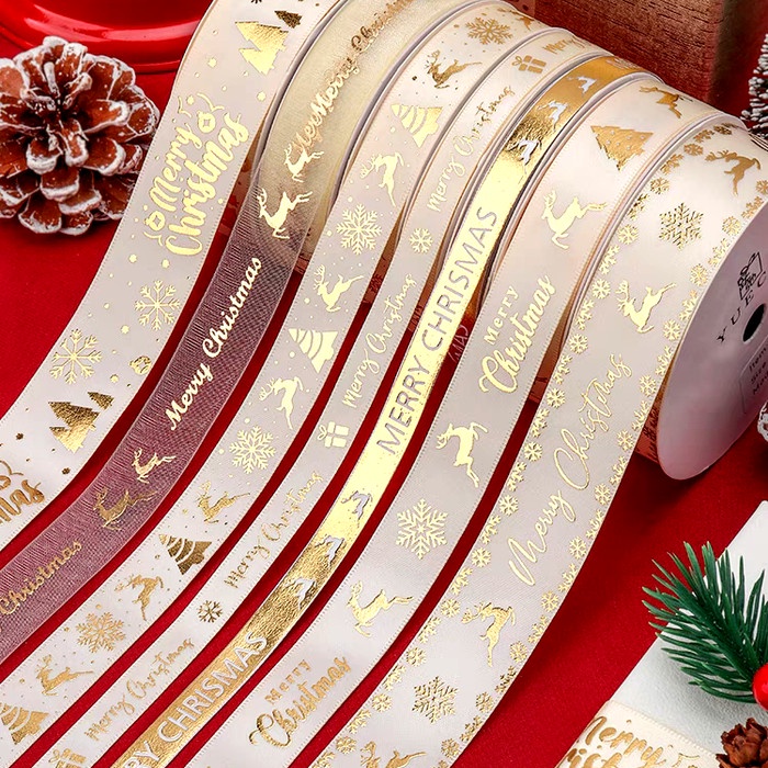 

Pita kado natal2,5cm ribbon christmas 3D Bronzing Pita merry christmas - Merah 2cm