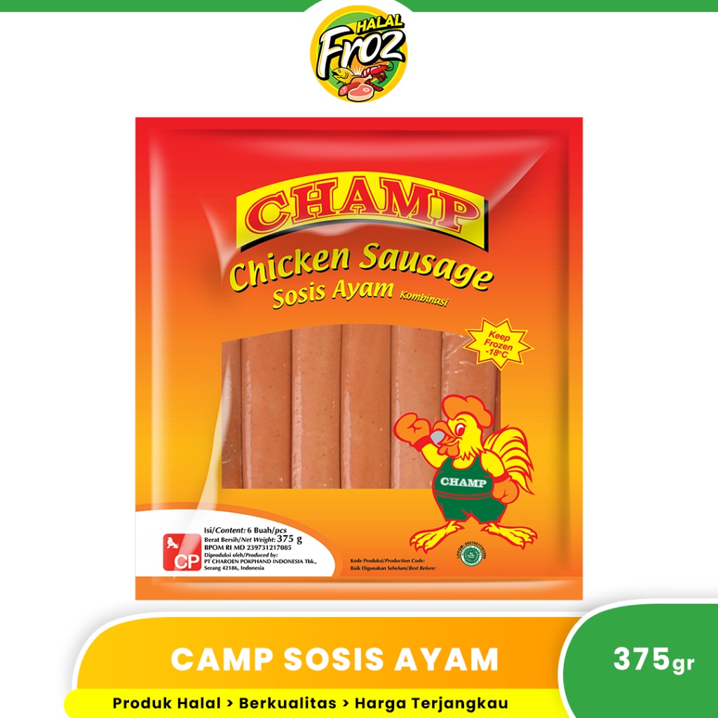 

Sosis Champ Ayam Chicken Sausage Kemasan 375gr Isi 15 Pcs HFPRS