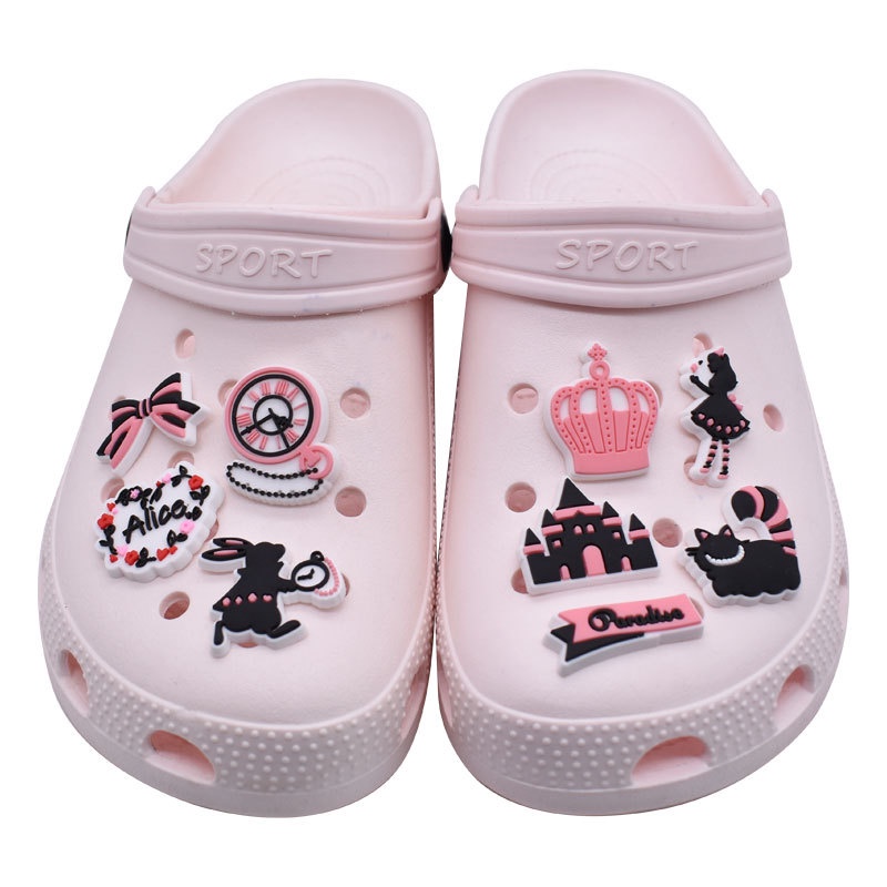 Jibb 407 Pin Sandal  z Alice in Wonderland Hiasan Sendal Flat Flip Flop Slop Charm Charms Pengait Ca