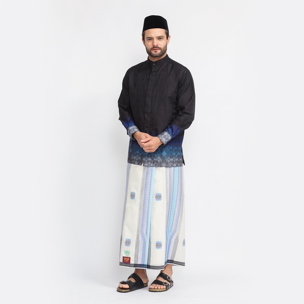 Sarung BHS Excellent Gold Motif E52 SGF Putih Biru