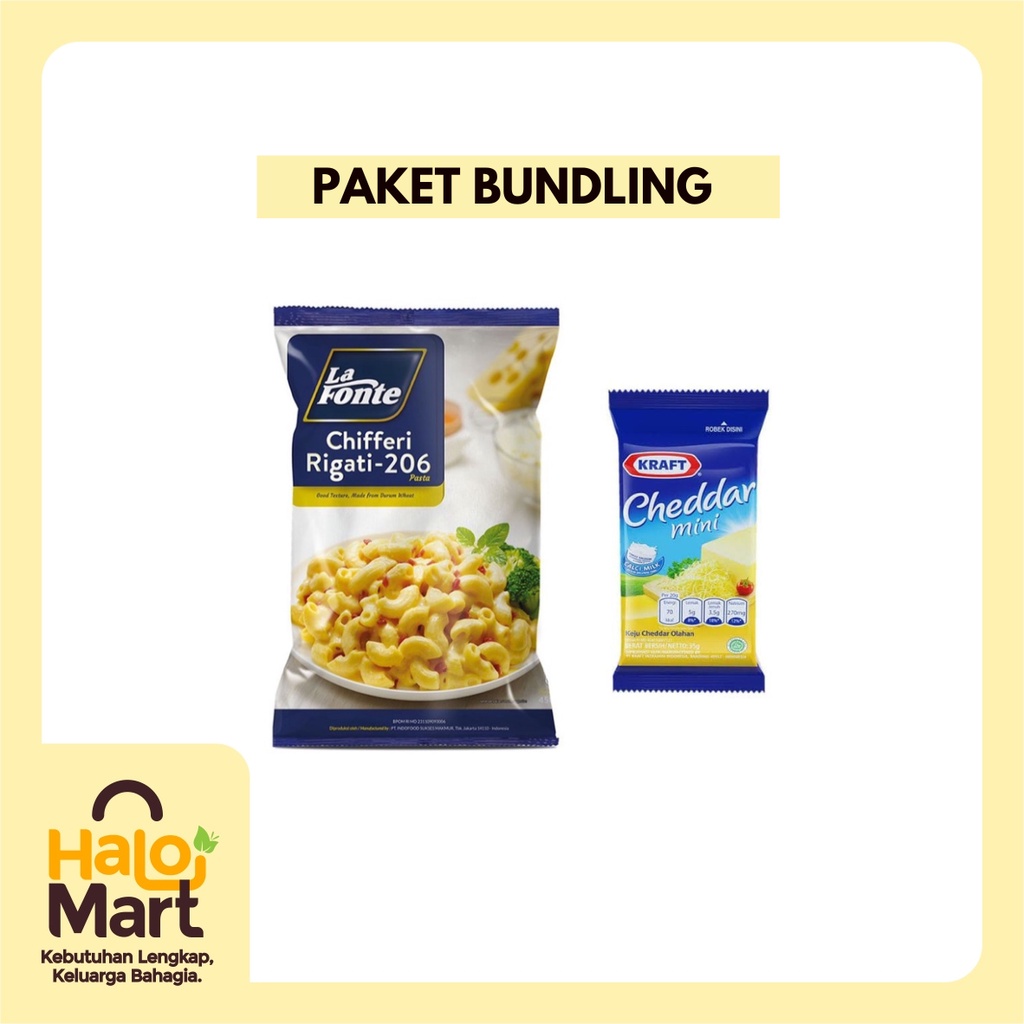 

BUNDLING LA FONTE RIGATE 450 GR, KRAFT CEDDAR MINI 30GR