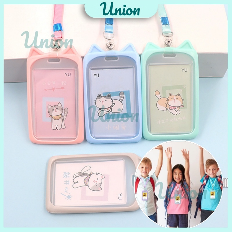 

UM Name Tag Id Card Holder / Card Holder Motif Kucing / Pu Leather Lanyard Nametag Id / Gantungan Tali Kartu Akses Kantor