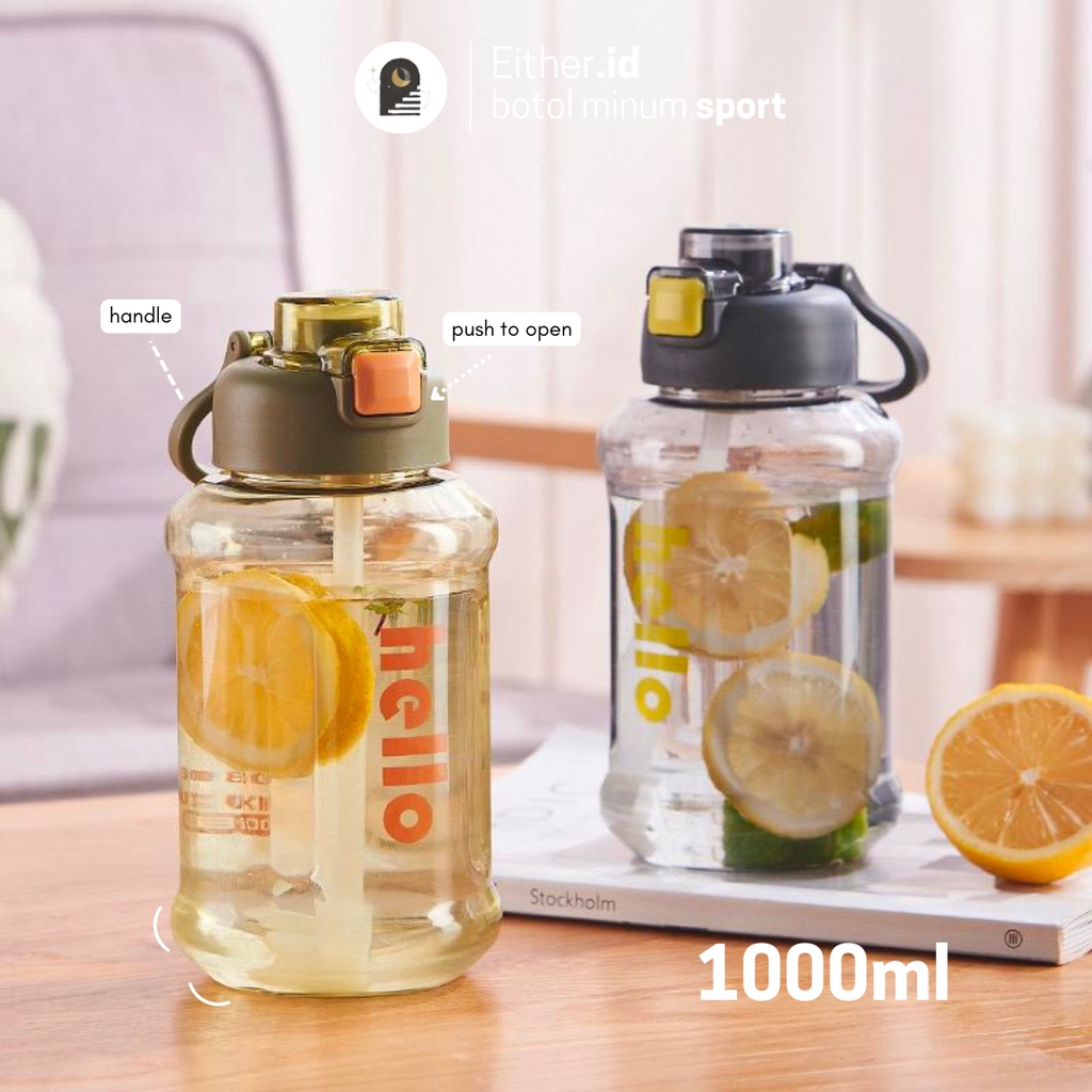 Either.id - Botol Minum 1000ML Sport Botol Minum Aesthetic Tumbler Minum Korea 1 Liter