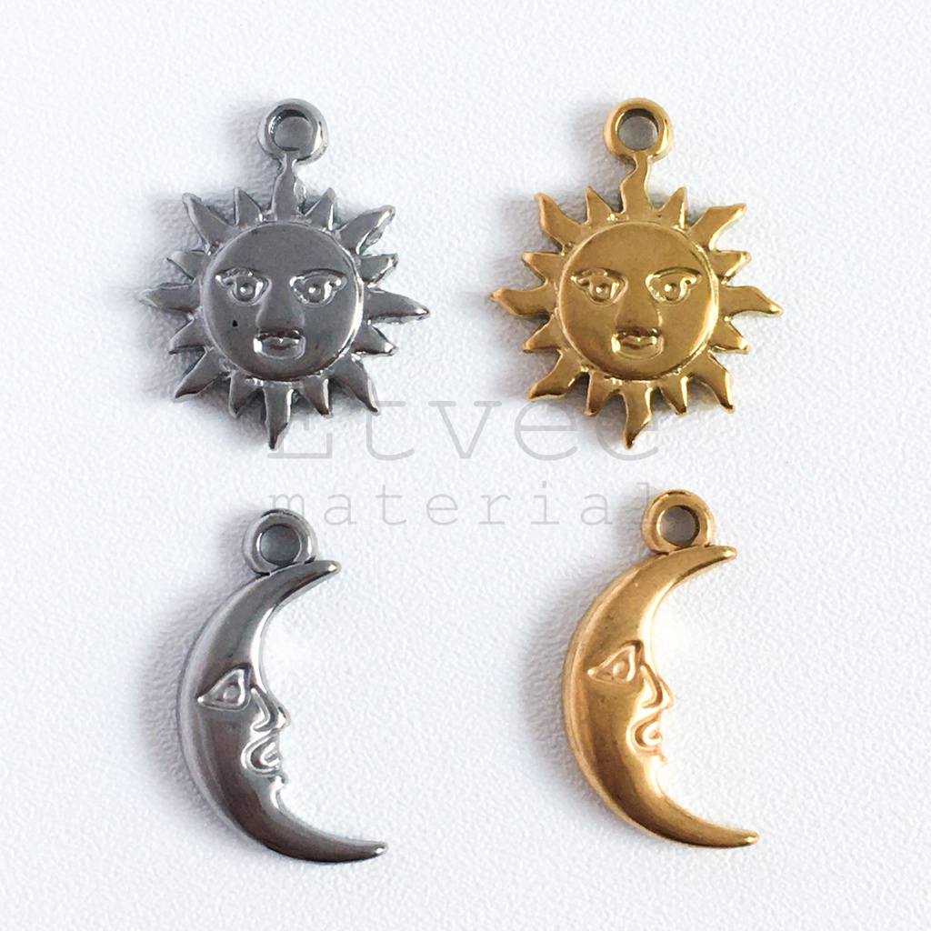 L79 bandul liontin kalung gelang matahari bulan stainless steel