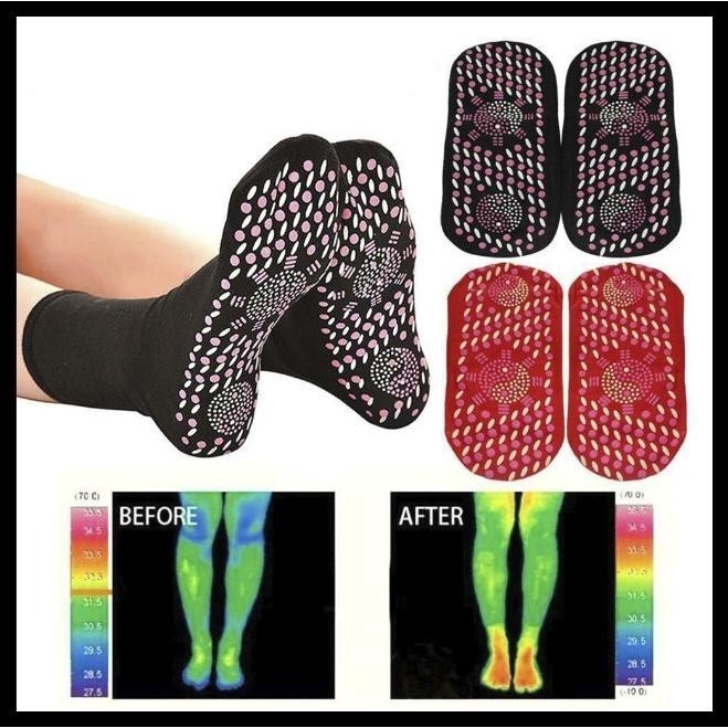 Kaos Kaki Terapi Dengan Pemanas Penghangat Magnetic - Pemanas Kaki Foot Support Tourmaline Magnetic Therapy Terapi