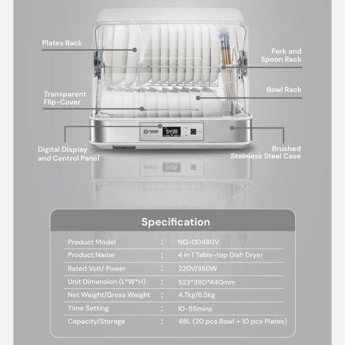 NORGE UV DISH DRYER & STERILIZER