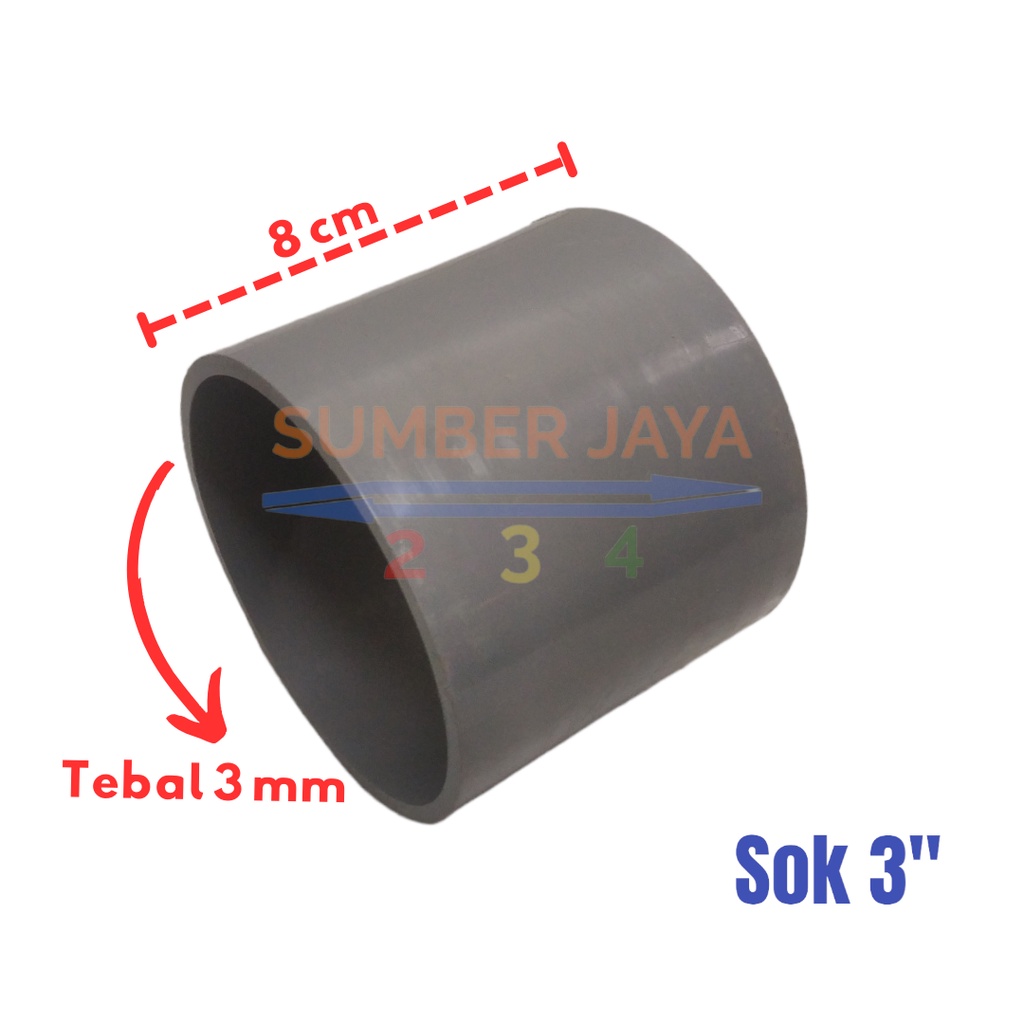 Sok Sambungan Pipa Lurus 3 inch Vinilon / Sock / Socket Sambungan Pipa PVC 3''