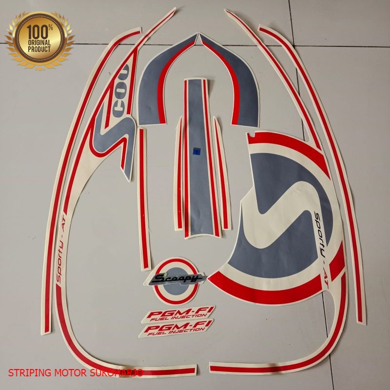 (ORI) striping honda scoopy 2013 sporty     cream kualitas original
