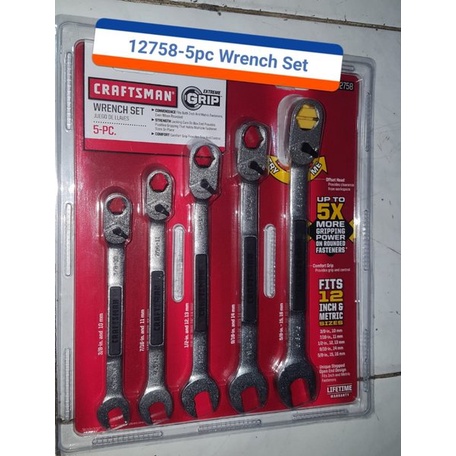 Kunci Pas Ring. Extreme Grip. 5 pc . 12758. Universal Wrench Set. Craftsman USA. Inchi dan Metric At