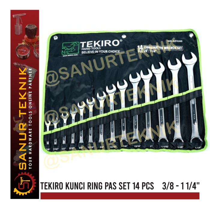 TEKIRO Combination Wrench Set / Kunci Ring Pas Set 14 pcs 3/8 - 1 1/4"