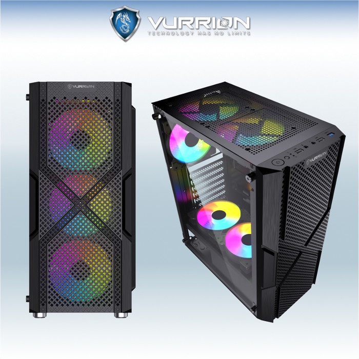 Casing Gaming VURRION BLACKBOLT -  Tempered Glass Mid-Tower Gaming Case