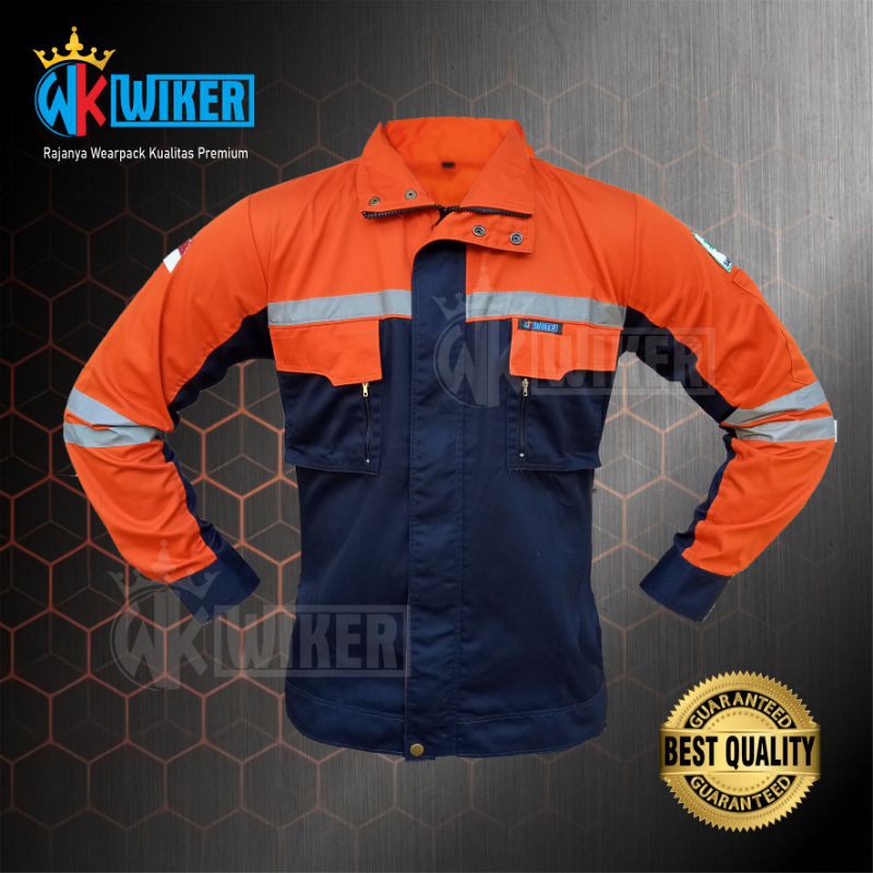 Wearpack Safety Orange Navy - Wearpack Semi Jaket Navy Orange - Werpack Safety - Baju Proyek - Serag