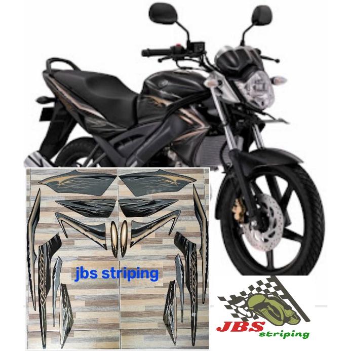 striping  Yamaha Vixion hitam gold kuning emas tahun 2010 2011 stiker lis strip vixion vixsen kualit