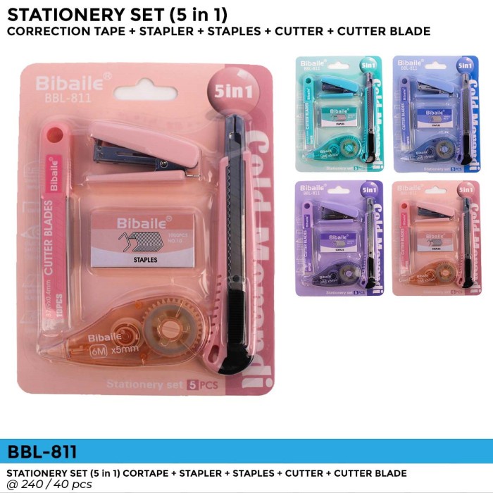 

Stationery Set/ Gunting & Cutter + isi Cutter Pastel Colour BBL-810
