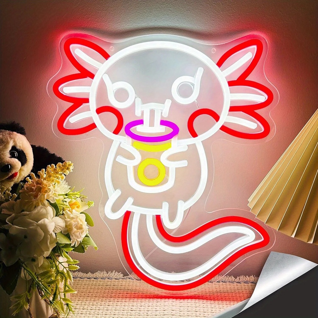 Axolotl Neon Sign Kawaii Axolotl Decor Neon Light Cute Decor Axolotl Gifts LED Neon Light Sign for K