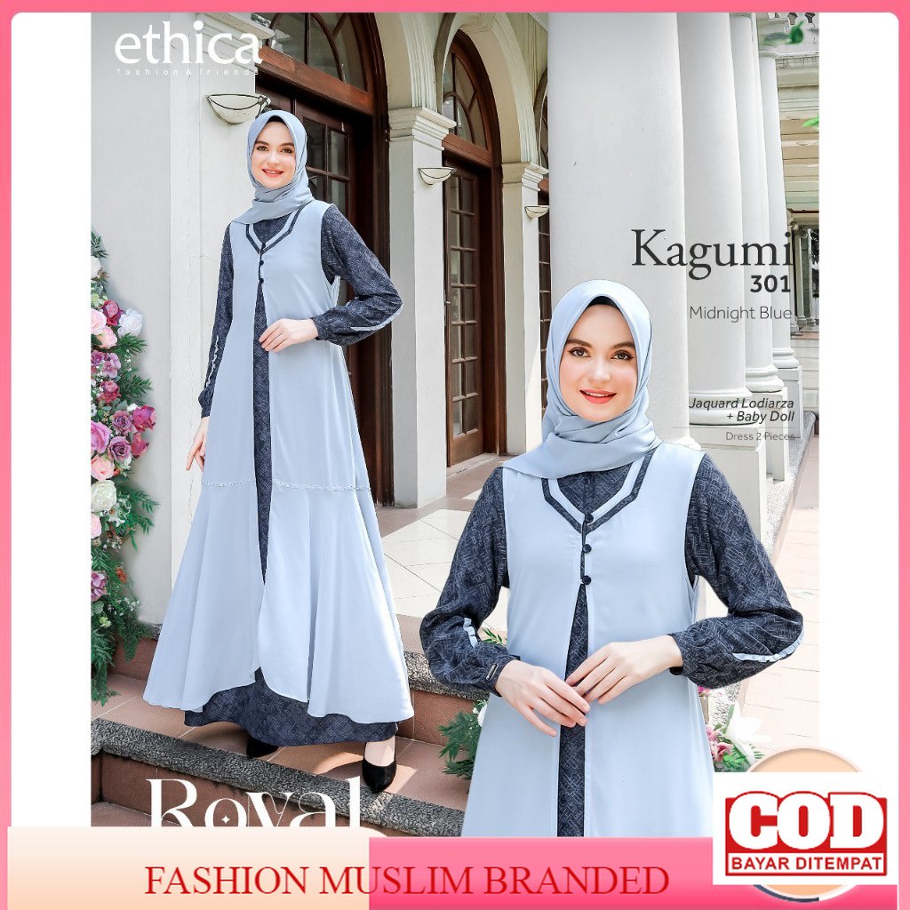 Sarimbit Etika Terbaru Royal 05 Midnight Blue Sarimbit Keluarga 2024 Famset Kekinian Gamis Lebaran