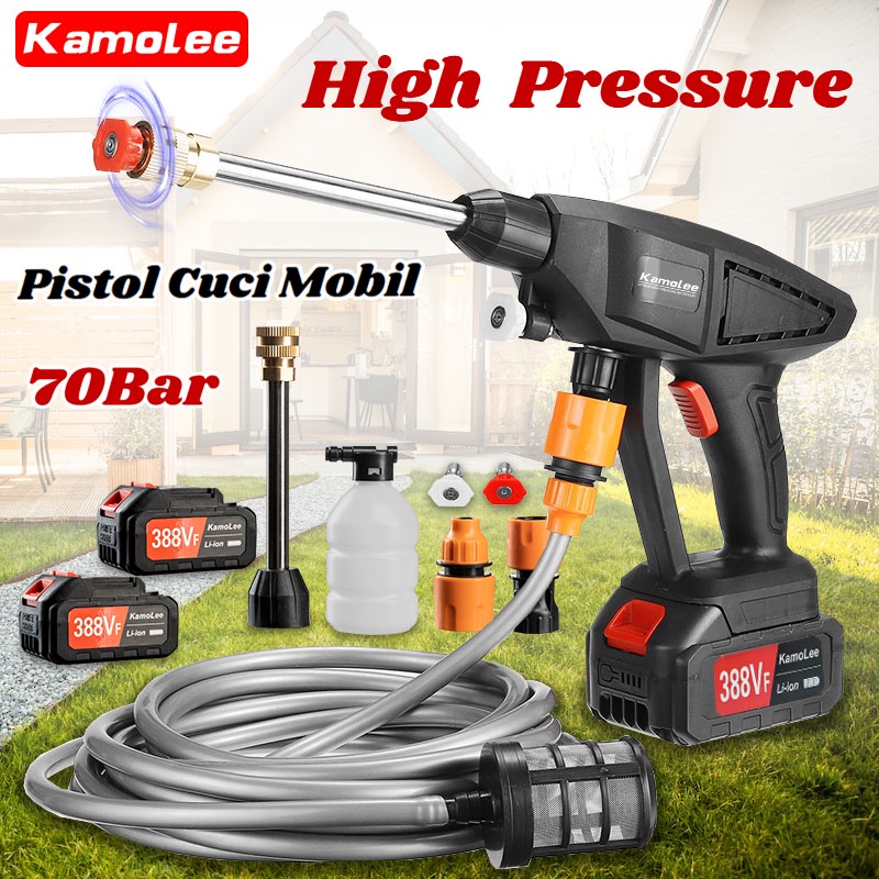 Kamolee 70Bar 388Vf Jet Cleaner Cordless Multipurpose Jet Cleaner / Car Wash High Pressure Motor Was