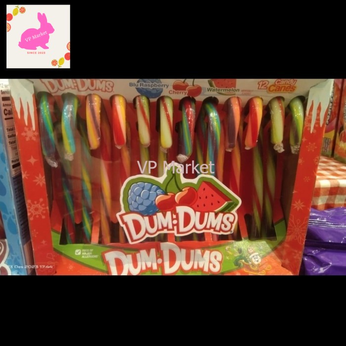 

permen tongkat candy can DumDums blu rasberry Cherry watermelon box