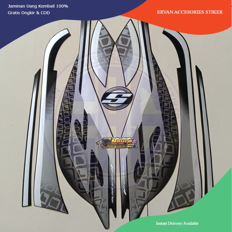 stiker striping motor honda scoopy 2019 sporty hitam abu list body standar
