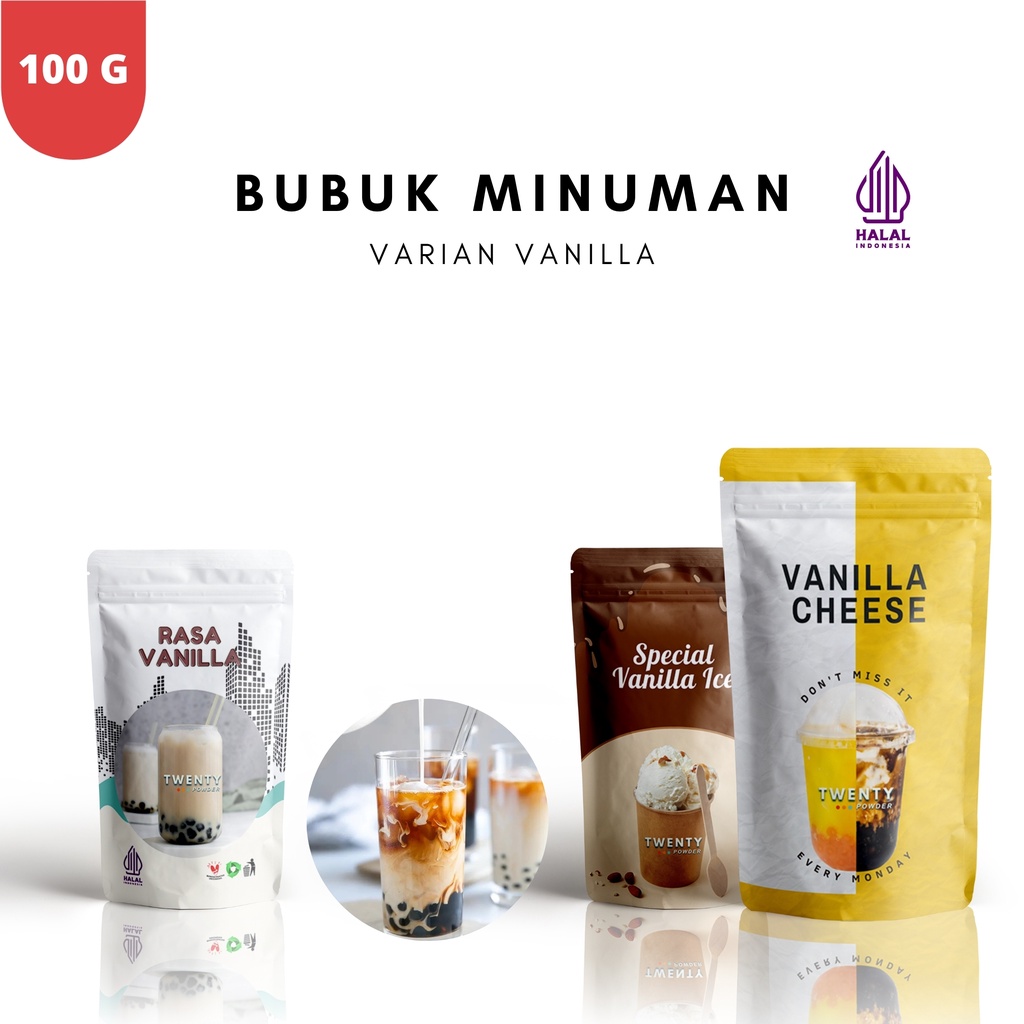 

bubuk minuman rasa vanilla 100gr serbuk minuman aneka rasa minuman kekinian minuman bubuk aneka rasa best seller vanilla