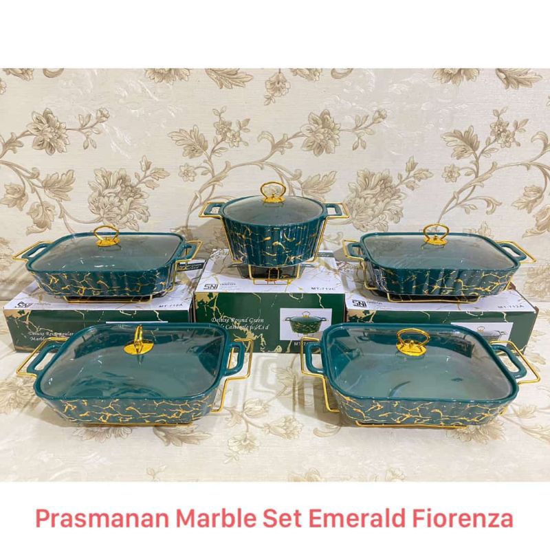 fiorenza prasmanan wadah saji semeja keramik hijau emerald