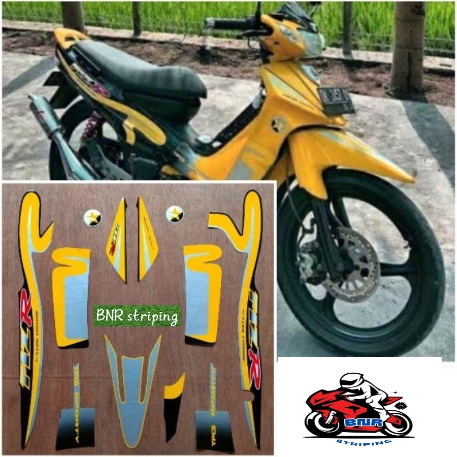 Striping stiker lis   Yamaha f1z r f1zr fiz r fizr Caltex kuning tahun 2000 2001 list body untuk mot