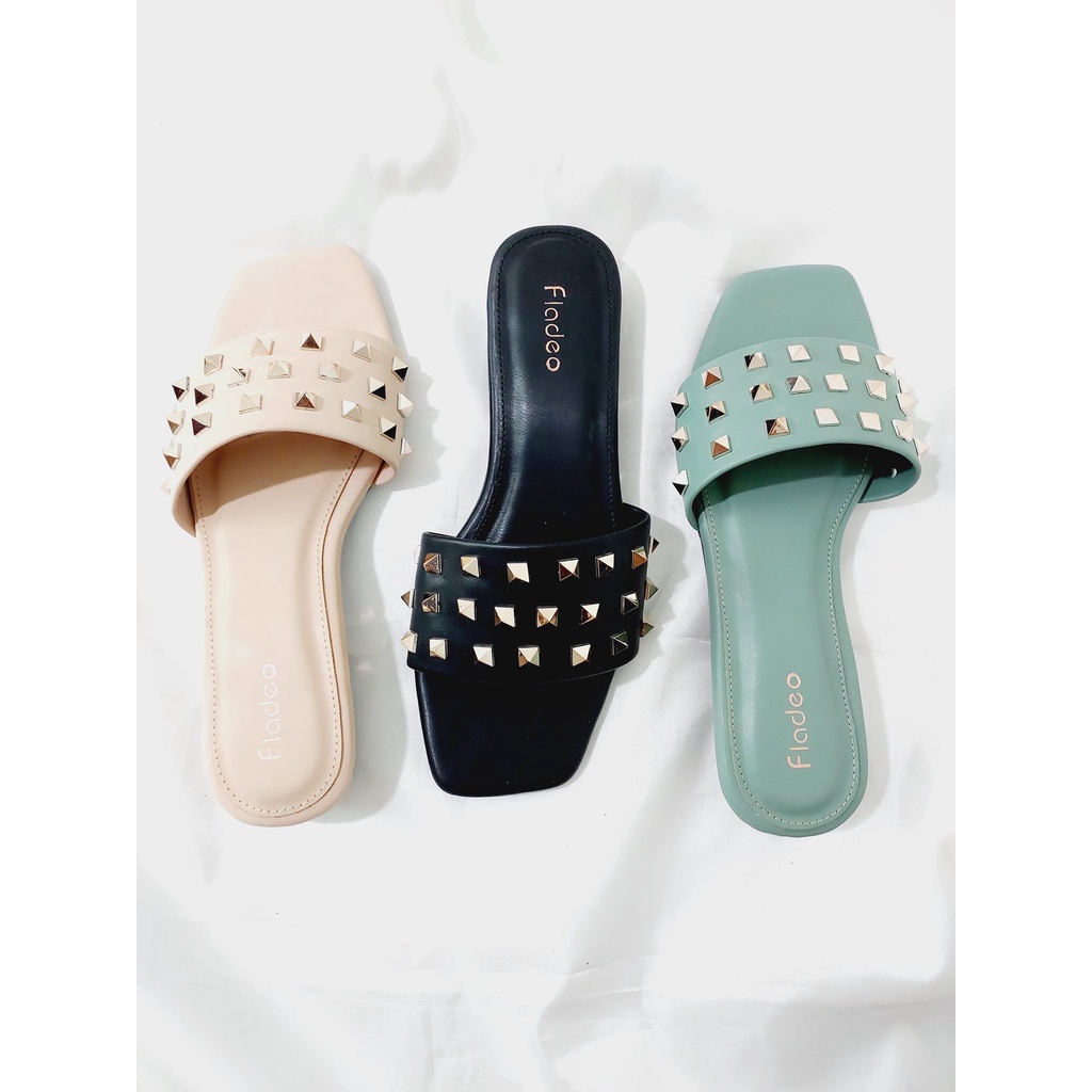 FLADEO Ori Mall FLD86 Sendal Hak 2cm Wanita Paku Duri