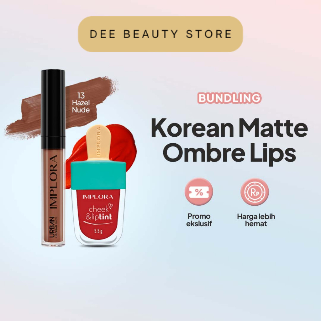 Dee Beauty Store Korean Matte Ombre Lips (Hazelnude Lip Cream + LipTint)