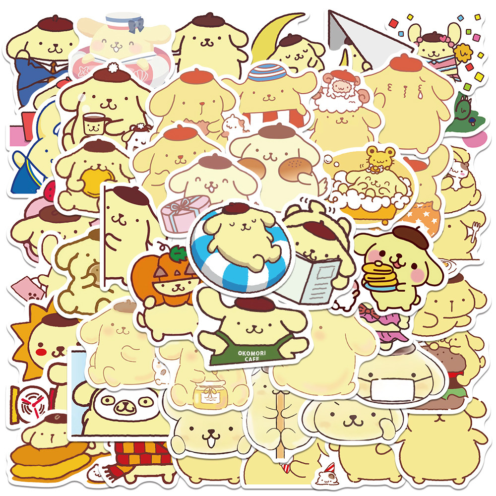 

50/100pcs Sanrio Kawaii Pompompurin Dog Anime Cartoon Stickers Refrigerator Phone Laptop Guitar Stationery Kid Graffiti Sticker